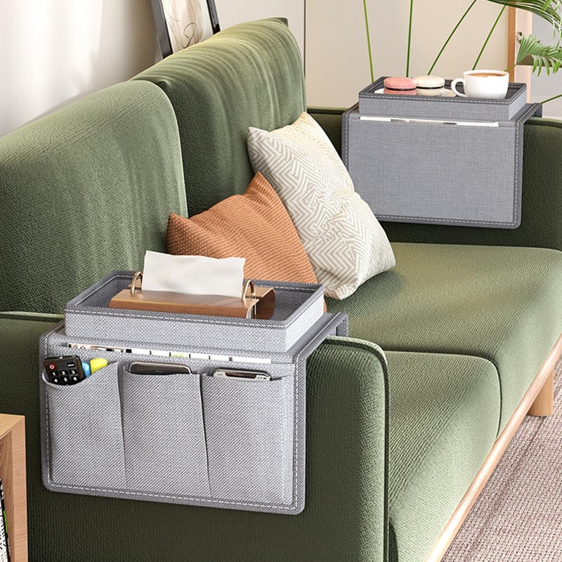 QRZLP Sofa Armrest Organizer, 4-Pocket Armchair Caddy with Cup Holder,