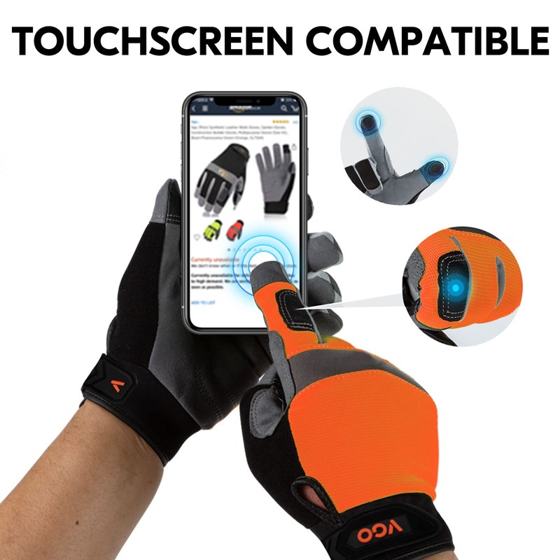 Vgo... Safety Work Gloves Touchscreen, Utility Working Gloves for Garden