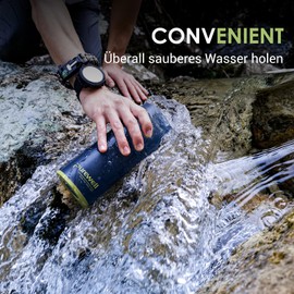 Purewell 800ml Press Series Filter Bottle with 0.01μm Ultrafiltration, Portable Water Filter Bottle for Camping, Hiking, Emergency, Backpacking
