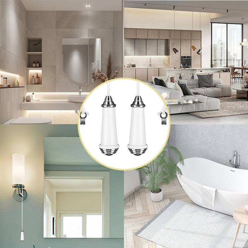 Syylqyr 2 Pcs Bathroom Light Pull Cord Handle, Bathroom Pull