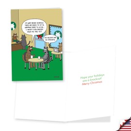 NobleWorks Assortment Pack of 3 Christmas Greeting Cards with Envelopes (3 Designs, 1 Each) Funny Holiday Cats VC10715XSG-C1x3