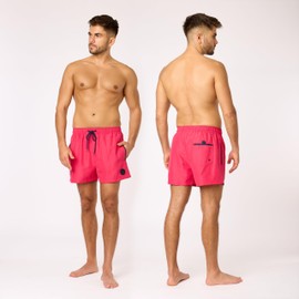 Ladeheid LA40-199 Men's Comfortable Swimming Shorts with Side Pockets and Laces, Swimming Shorts Men with Mesh Lining, Perfect for Summer, Beach and Swimming Pool, pink, L