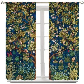 Yearn Jear William Morris Botanical Windows Curtains,Tree of Life Floral Patterns Vintage Floral Patterns Curtains for Living Room Bedroom 42x63in Blackout