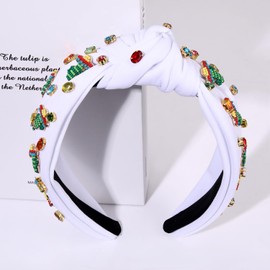 BSJELL Mexican Headband for Women Cinco De Mayo Accessories Fiesta Sombrero Chili Pepper Cactus Knotted Headband Jeweled Crystal Wide Top Knot Headband Fiesta Party Decorations