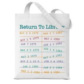 Dumyum Return to Library Canvas Tote Bag for Women Book Lover Bookworm Bookish Gifts Library Card Aesthetic Reusable Grocery Shoulder Bag for Shopping Travel Daily Commute