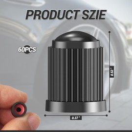 60 PCS Tire Valve Stem Caps, Dustproof Valve Protective Covers with O-Rubber Seal, Universal Fit for Cars, SUVs, Trucks, Bicycles, Automotive Exterior Accessories (Black)