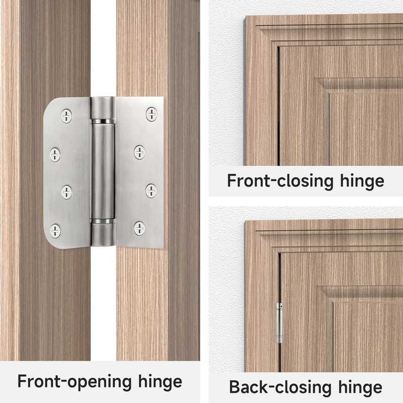 3 Pack Self Closing Door Hinges, 4 Inch Spring Loaded