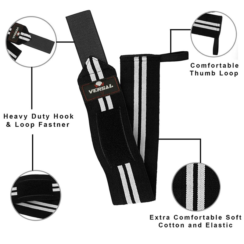 VSL Weight Lifting Wrist Wraps with Padded Gym Straps Elasticated