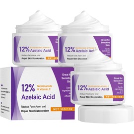 Suero Facial Ácido Azelaico12%,Crema de Acido Azelaico, Apta para Piel Sensible,Para Hombres y Mujeres,Paquete de 3,30g*3