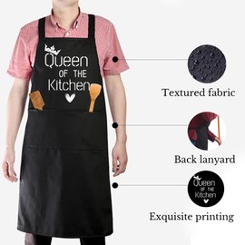 DHQH Funny Kitchen Apron for Women, Baking Cooking BBQ Chef Apron with 2 Pockets, Birthday Mothers Day Housewarming Gifts Ideas for Wife Mom Grandma