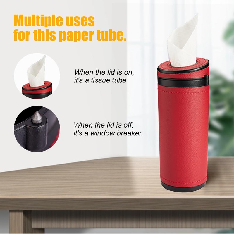 ZIMISI Car Tissues Holder, Leather Facial Tissue Cylinder Boxes, Travel