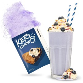 Keto Chow Blueberry Pie - Keto Meal Replacement Shake Powder - Nutritionally Complete - Low Carb - Delicious Easy Meal Substitute - Protein Rich & Dairy Free - Single Meal Serving