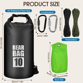 BELCKOS Bear Food Bag Hanging System, Bear Bags for Food Backpacking, Ultralight 10L Waterproof Camping Bear Proof Food Storage Canister Pulley System with Paracord, Carabiner, Throw Bag