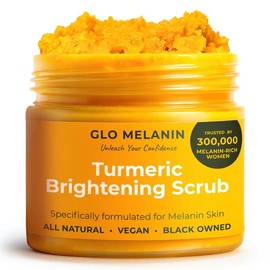 Glo Melanin Turmeric Brightening Scrub for Hyperpigmentation and Exfoliation, w/ Sea Salt & Vitamin E, 200ml:_Three Month Supply