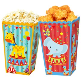 BACH AND BOUJEE Circus Party Favors Popcorn Boxes Candy Treat Goodies Boxes Carnival Circus Party Supplies for Baby Shower Birthday Decoration