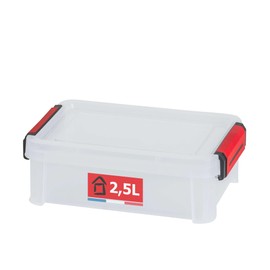 SUNDIS Clip'N Store 2.5 Litre Clear Plastic Reinforced Stackable Food Contact Storage Box with Lid