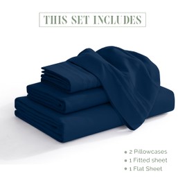 Elegant Comfort 4-Piece Bed Sheet Set - Luxury Bedding 1500 Premium Hotel Quality Microfiber, All Around Elastic 18-24 Inches Deep Fitted Sheet- Extra Deep Pocket Sheets, Queen, Navy Blue