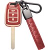 CAERSAT for Honda Key Fob Cover Premium Soft TPU with Keychain Key Case Holder All-Around Protection Compatible for 2013-2016 Accord CRV Civic HRV (4 Buttons, A Red)