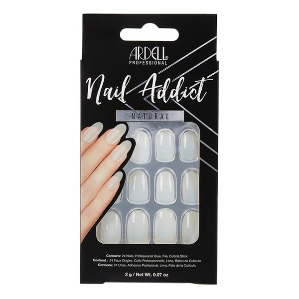 Ardell Nail Addict - Natural Style - False Nails - Salon Quality Nail Tips for Home Use (Natural Oval)