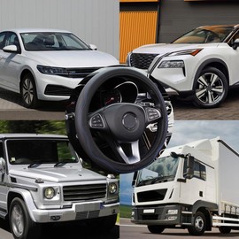 CGEAMDY Steering Wheel Cover Car, Sport Anti-Slip Breathable Steering Wheel Cover, Universal 38cm Microfiber Leather Steering Wheel Cover, Protective Interior Accessories(Black Blue)