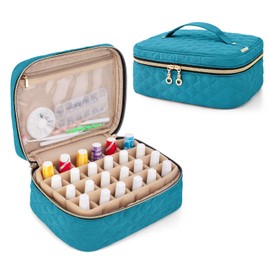 Yarwo Bolsa de transporte para 24 botellas (15 ml/0,5 fl.oz), organizador de viaje para esmalte de uñas y accesorios de manicura, verde azulado (sólo bolsa)