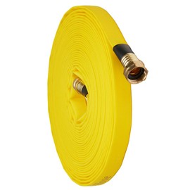 Garden Lay Flat Hose - Forestry Hose - (Garden Hose Couplings) - Service Pressure - 300 PSI (5/8" x 50', Yellow)