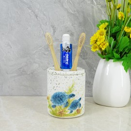 Resin sea Turtles terrazzo Toothbrush Holder. Cute Smiley face Design. Hygienic Toothbrush Storage. Toothbrush, Toothpaste or Razor Bathroom Organizer, Home Bathroom Decor