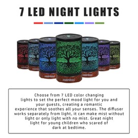 ASAWASA Diffusers for Essential Oils, Essential Oil Diffuser with Waterless Auto Shut-Off, Metal Art Aromatherapy Humidifier with Multicolor Changed Night Light,Ideal for Home Gifts Spa Yoga (Banyan)