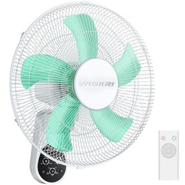 VAGKRI Wall Mount Fan, 16 Inch Quiet Oscillating Fan with Remote, 5 Blades, 5 Speeds, 3 Wind Modes, 8 Hour Timer for Home Office Bedroom Living Room Garage