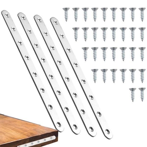 8Pcs Flat Mending Plate, Heavy Duty Cabinet Hinge Repair Plate,