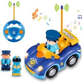 Pup Go Toddler RC Cartoon Police Car with Music and Lights, 2 Interchangeable Dolls, First Remote Controlled Car for Boys and Girls, 18 Months+, Perfect Birthday