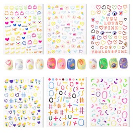Unikato Nail Stickers Nail Art Stickers, Colorful, Set of 6, Embossed, Bear and Flower Pattern, 3D Sticker, Just Stick, DIY Nails, Cute