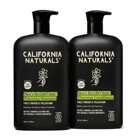 California Naturals Mens Re:Gro Shampoo and Conditioner Set, Anti-Thinning & Hair Growth Support, All Hair Types, Vegan, Natural, Cruelty, Silicone, Paraben & Sulfate Free for Men, 20 fl oz
