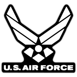 US Air Force Vinyl Decal Sticker for Cars Trucks Windows Bumpers Walls Laptops Skins - 6.75 Inches at Largest Point - White with Black Background - KCD3329