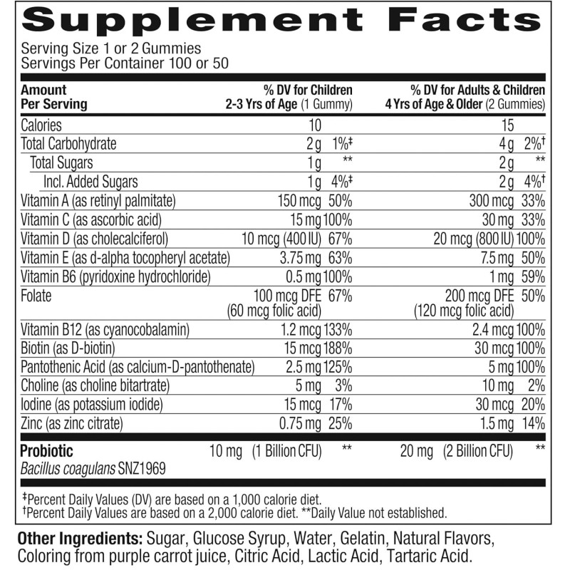 OLLY Kids Multivitamin & Probiotic Gummies – Berry Flavor, 100