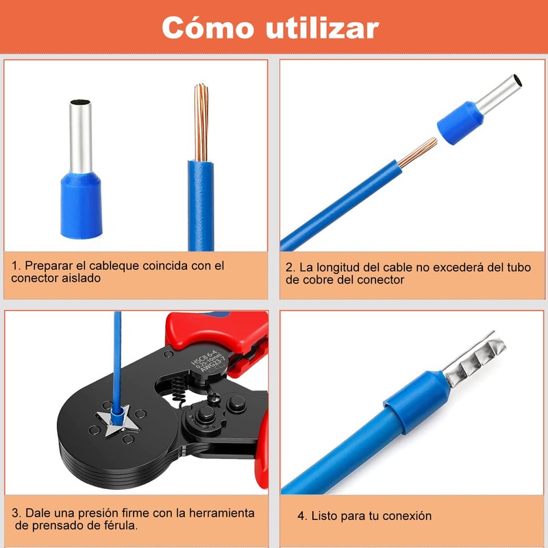 Herramientas de Crimpado de Casquillo (AWG23-7), Crimpadora de Terminales, Pinzas