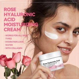 Grospe Rose Deep Hydration Face Cream, Natural Hydrating Moisturizing,Moisture Cream with Rose Water and Hyaluronic Acid For Normal to Dry Skin