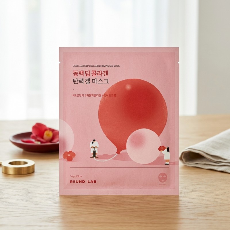 Round Wrap Camellia Deep Collagen Elasticity Gel Mask 4 sheets
