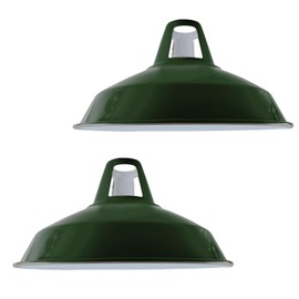 DC VOLTAGE Modern Green Metal Lamp Shades 30cm Ceiling Light Shades, Easy Fit Lampshades, for Vintage Industrial Pendant Lights Bedroom, Kitchen, Bathroom Antique Shade - 2 Pack