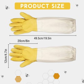 ZONSUSE Premium Goatskin Beekeeping Gloves, Beekeeper Protected Gloves with Ventilated Canvas Long Sleeves, Gardening Work Gloves, Beekeeping Equipment Compatible with Bee Protective Suits (Yellow)