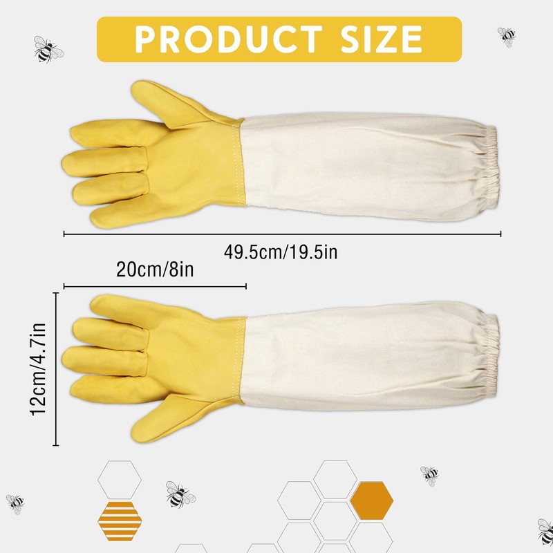 ZONSUSE Premium Goatskin Beekeeping Gloves, Beekeeper Protected Gloves with Ventilated