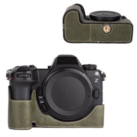 VOVMOEYA Protective Camera Case for Nikon Z6III, Leather and Cloth Half Case with Soft Inner, Matcha Green, Not Water Resistant, Tripod Mount, Perfect Fit for Nikon Z6III Mirrorless Camera