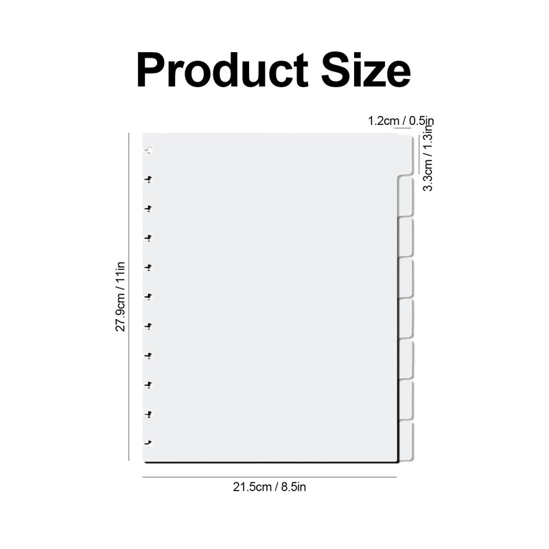 Koqye Letter Size 11 Hole Discbound Dividers 8-Tab Plastic Binder