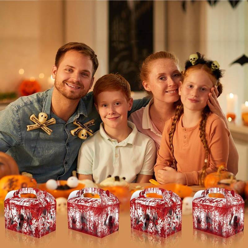 OUYANS 12Pcs Halloween Bloody Party Boxes,Spooky Blood Handprint Gift Boxes