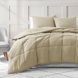 Casa Platino Pre-Washed Comforter Set King Size- 3 Piece King Comforter Set - Hydro-Brushed 100% Microfiber King Bedding Comforter Set - Soft & Breathable Bedding King Size Comforter Set- Linen