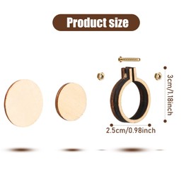 Mini Embroidery Hoop Mini Wood Hoop Ring Wooden Round Crossing Stitch Hoop Small Display Frame Circle for DIY Pendant Embroidery Frame Craft (1.2 x 1 Inch, 60 Pieces)