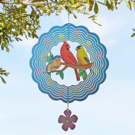 Birds Wind Spinners,3D Cardinal Stainless Steel Hanging Spinner, Wind Catchers Sculpture for Indoor, Outdoor Decor,Yard Art