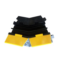 Kable Kontrol Atlas Heavy Duty Cable Protector - 45° Degree Left Turn - 2 Channel - CP9987 Compatible - Black & Yellow - Speed Bump and Wire Protector Turn for Indoor & Outdoor Use
