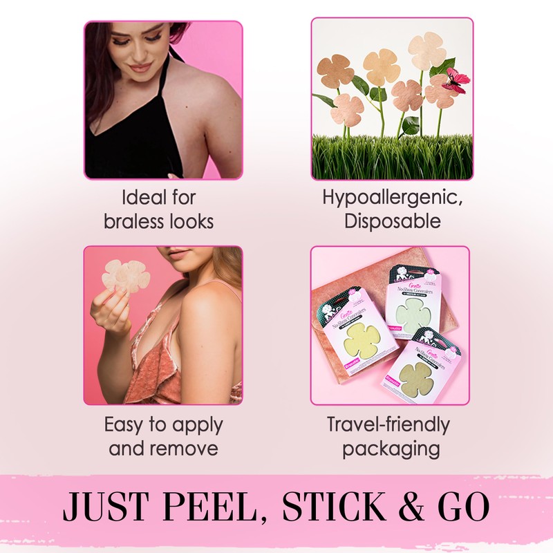 Hollywood Fashion Secrets No-Show Petal Concealers, Lightweight & Disposable Bra