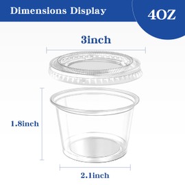 Fansyer 400 Sets - 4 oz Disposable Plastic Portion Cups with Lids, Stackable Souffle Jello Shot Cups, Small Condiment Containers with Lids for Meal Prep, Sauce, Salad Dressing, Snacks - BPA-Free